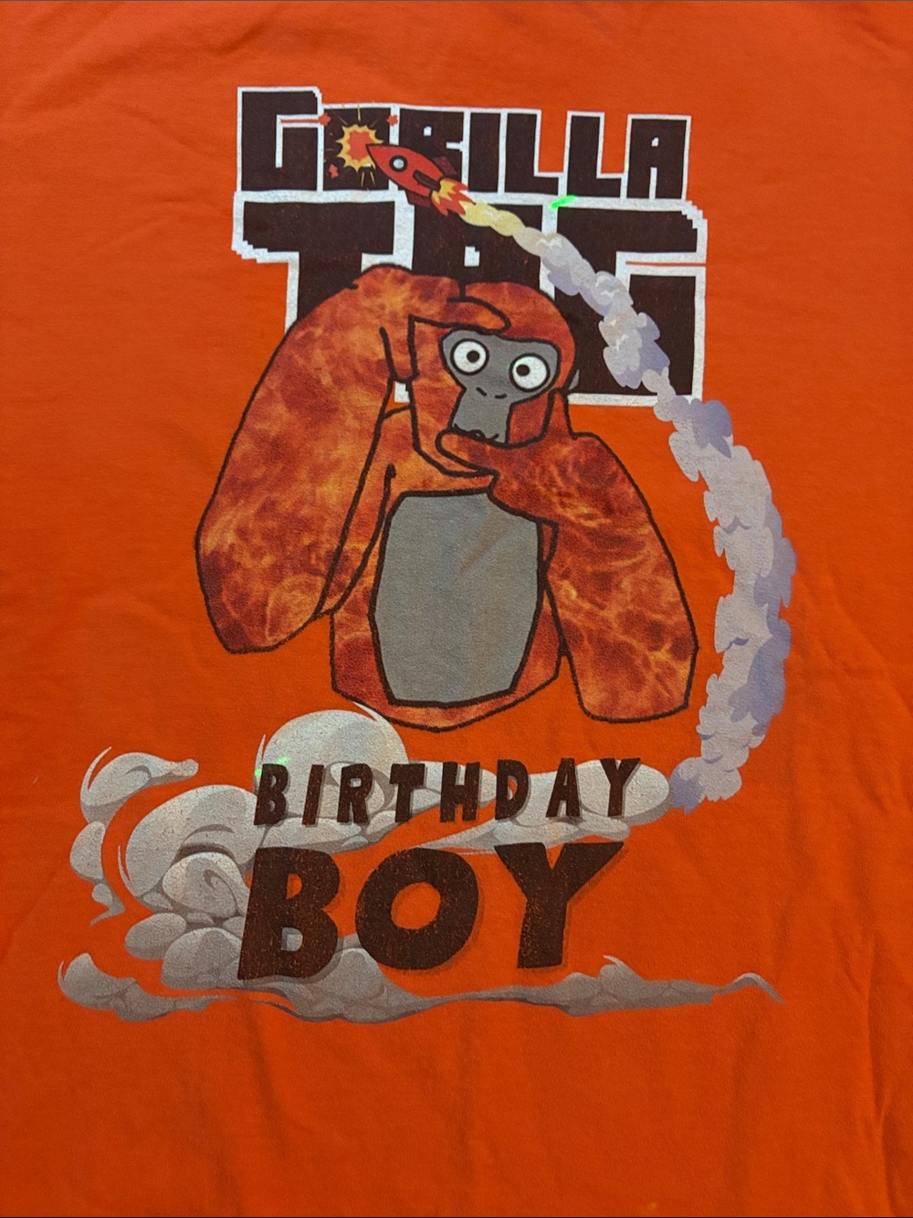 Gorilla Tag Birthday shirt and unused decorations